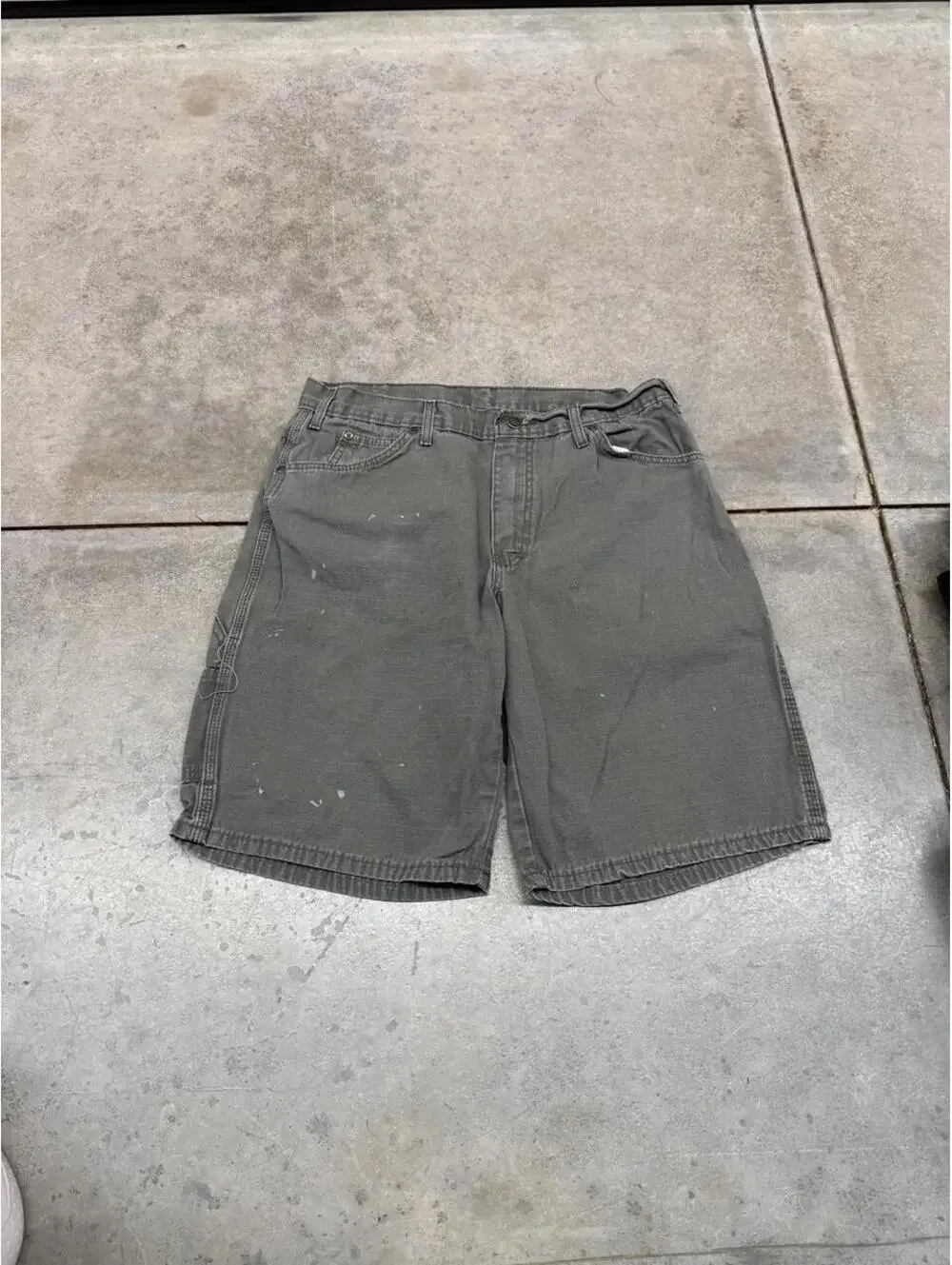vintage dickies olive green relaxed baggy fit cargo shorts size 34